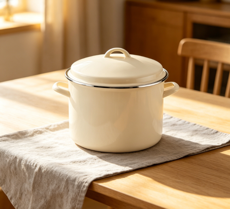 Enamelled steel soup pot